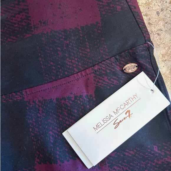 Melissa McCarthy Purple Black Checkered Plaid Heavy Leggings Pants Plus Size 2X - Picture 3 of 5